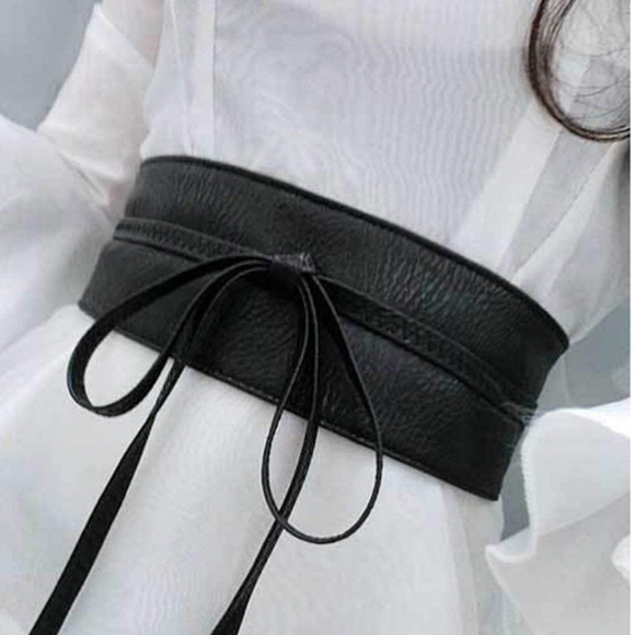 Star Posh Accessories - Obi Textured Leather Cinch Waist Wrap Belt